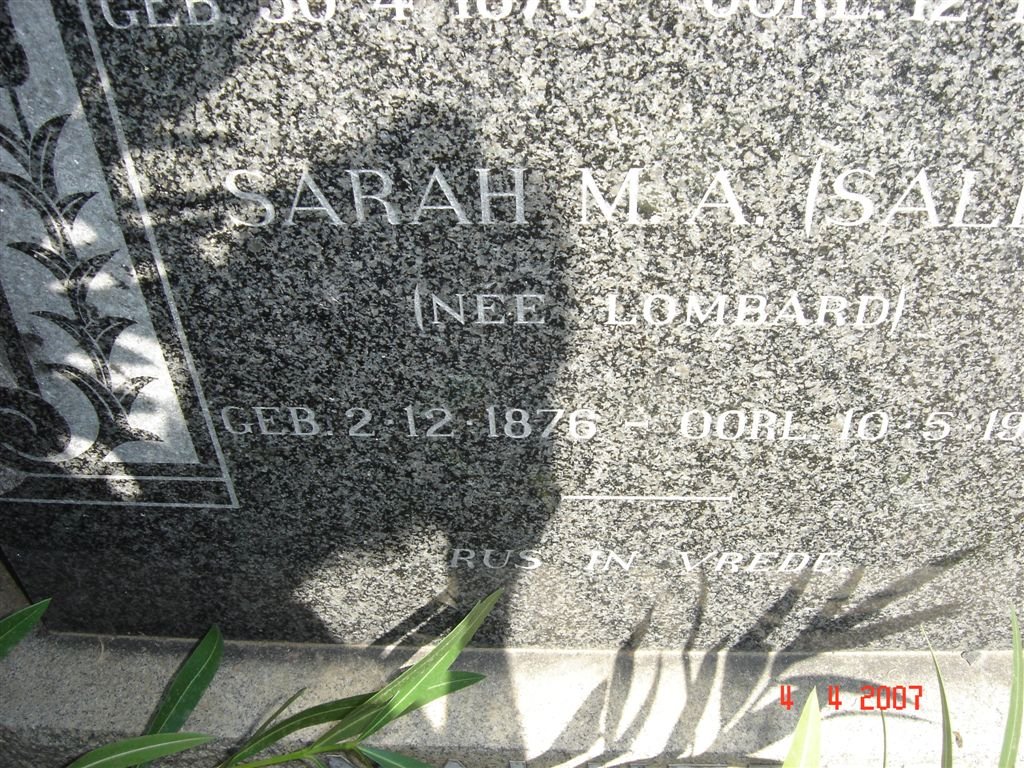MALHERBE Jacobus Petrus 1876-1926 &amp; Sarah M.A. LOMBARD 1876-19??_4