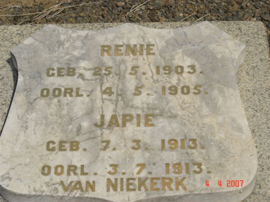 NIEKERK Renie, van 1903-1905 :: VAN NIEKERK Japie 1913-1913