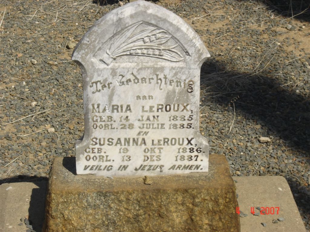 ROUX Maria, le 1885-1885 :: LE ROUX Susanna 1886-1887