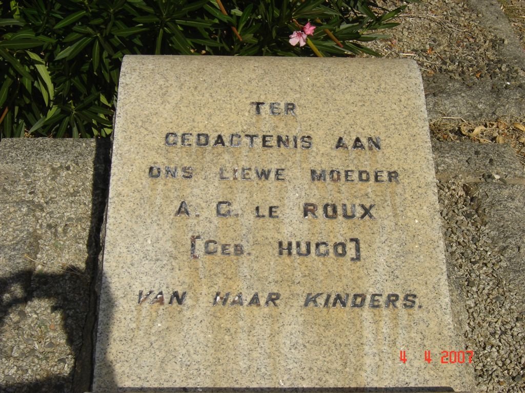 ROUX A.G., le nee HUGO