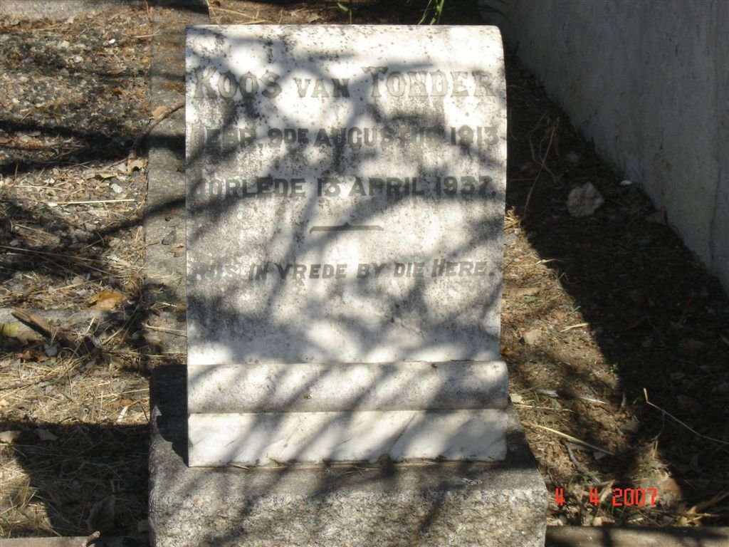 TONDER Koos, van 1913-1937