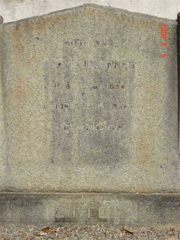 TOIT Adam Johannes, du 1894-1952