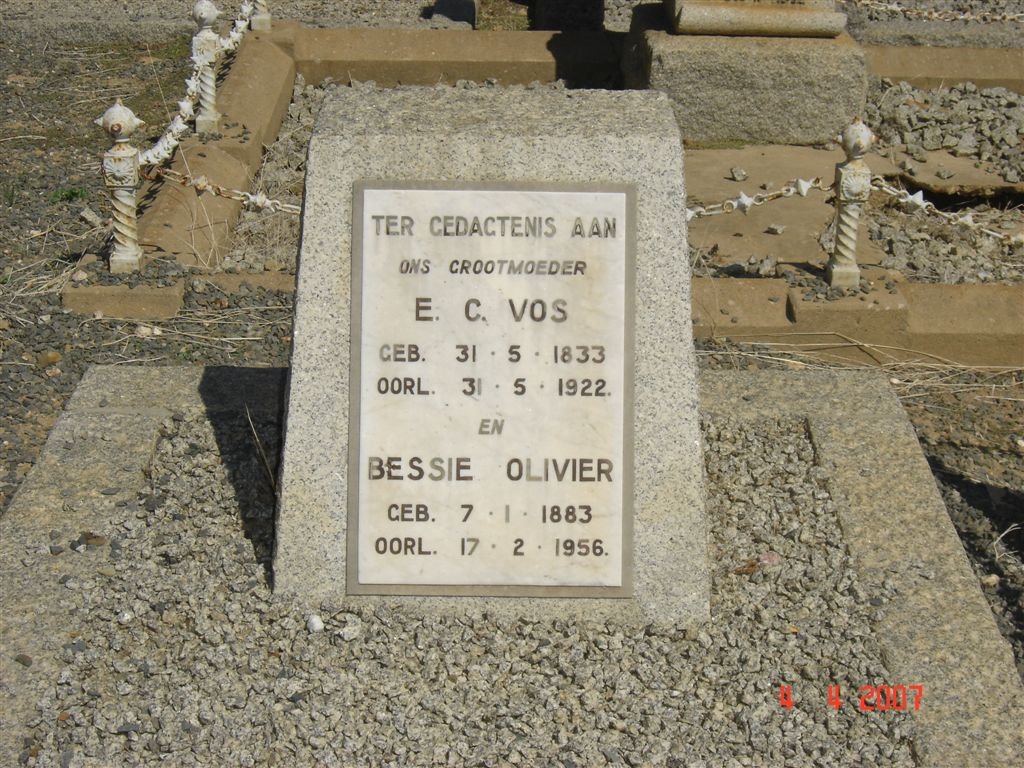 VOS E.C. 1833-1922 ::  OLIVIER Bessie 1883-1956