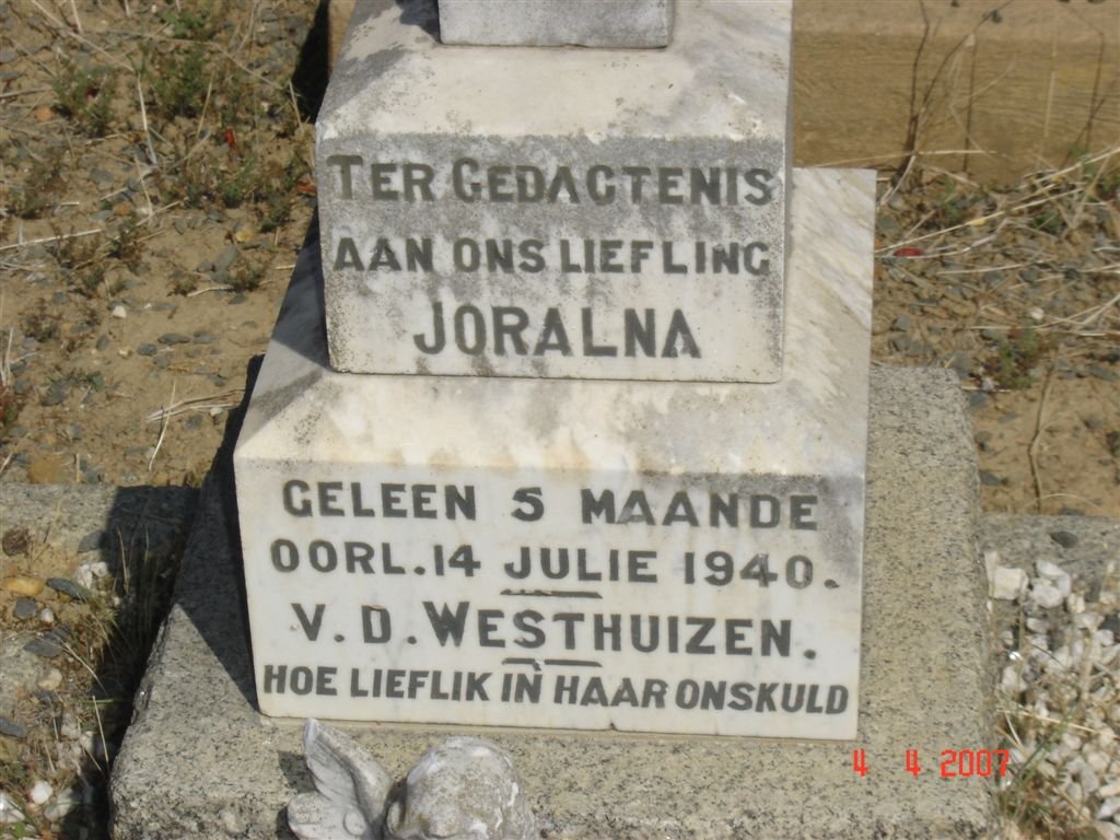 WESTHUIZEN Joralna, v.d. -1940
