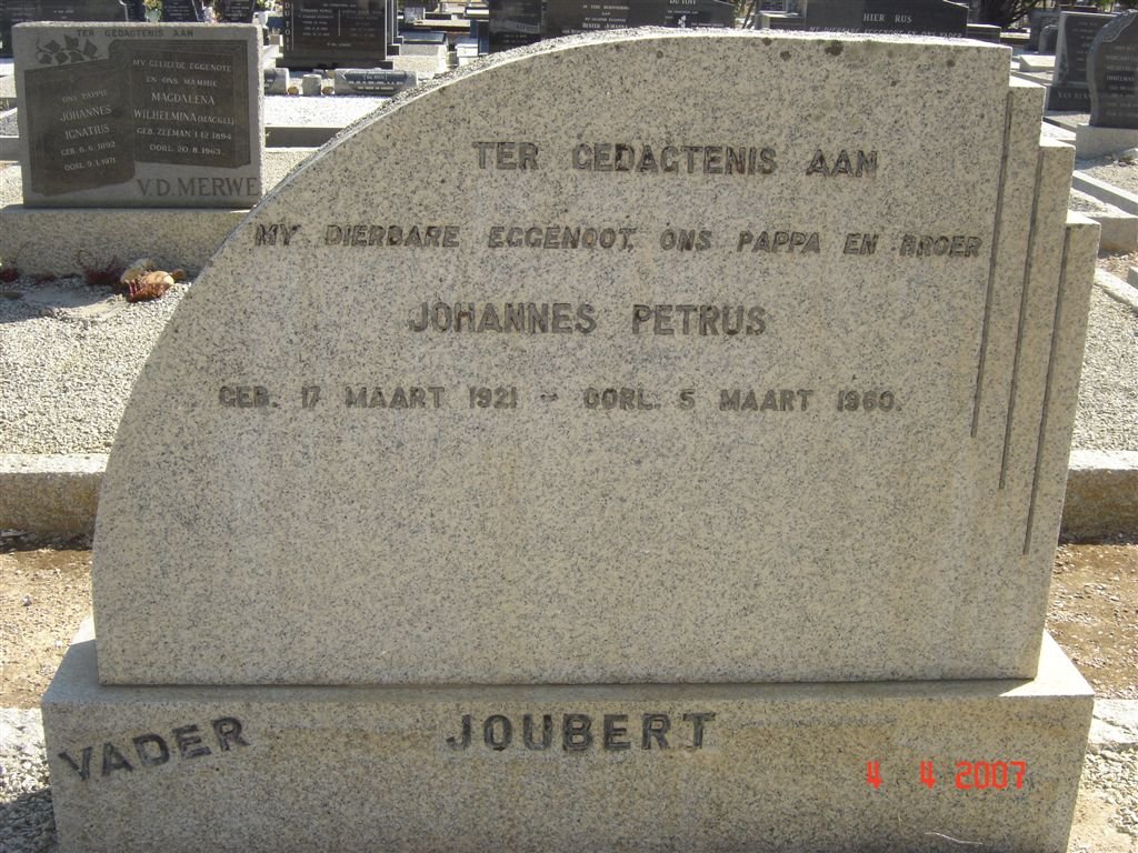 JOUBERT Johannes Petrus 1921-1960