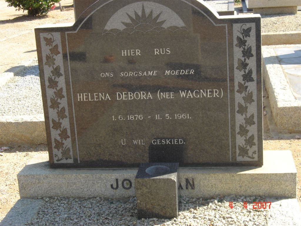 JORDAAN Helena Debora nee WAGNER 1876-1961