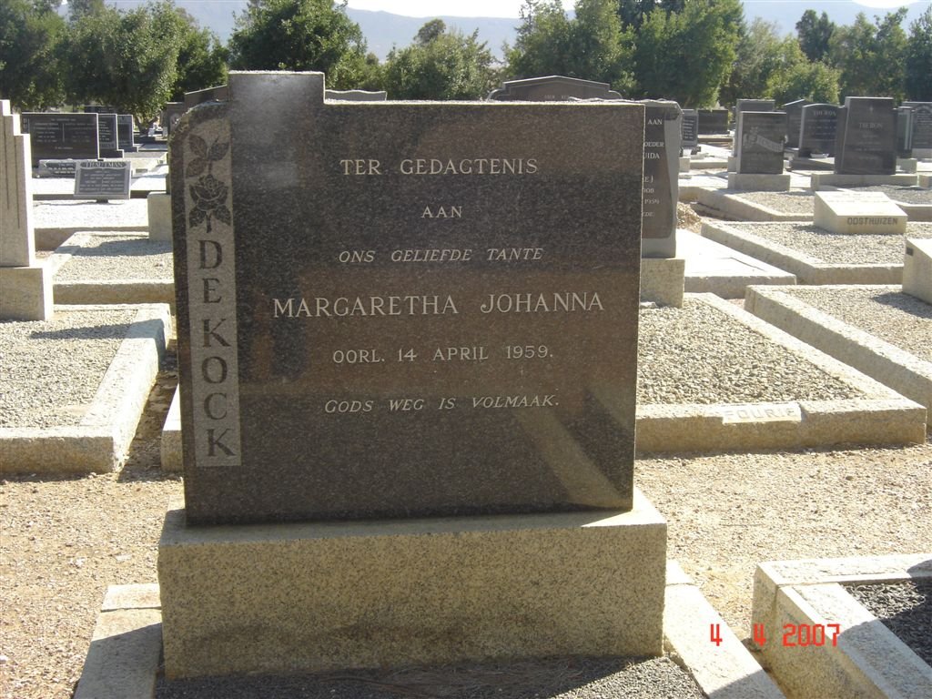 KOCK Margaretha Johanna, de -1959