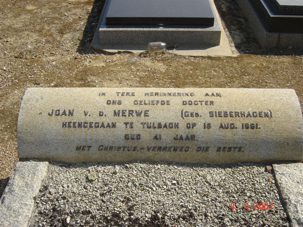 MERWE Joan, v.d. nee SIEBERHAGEN - 1961