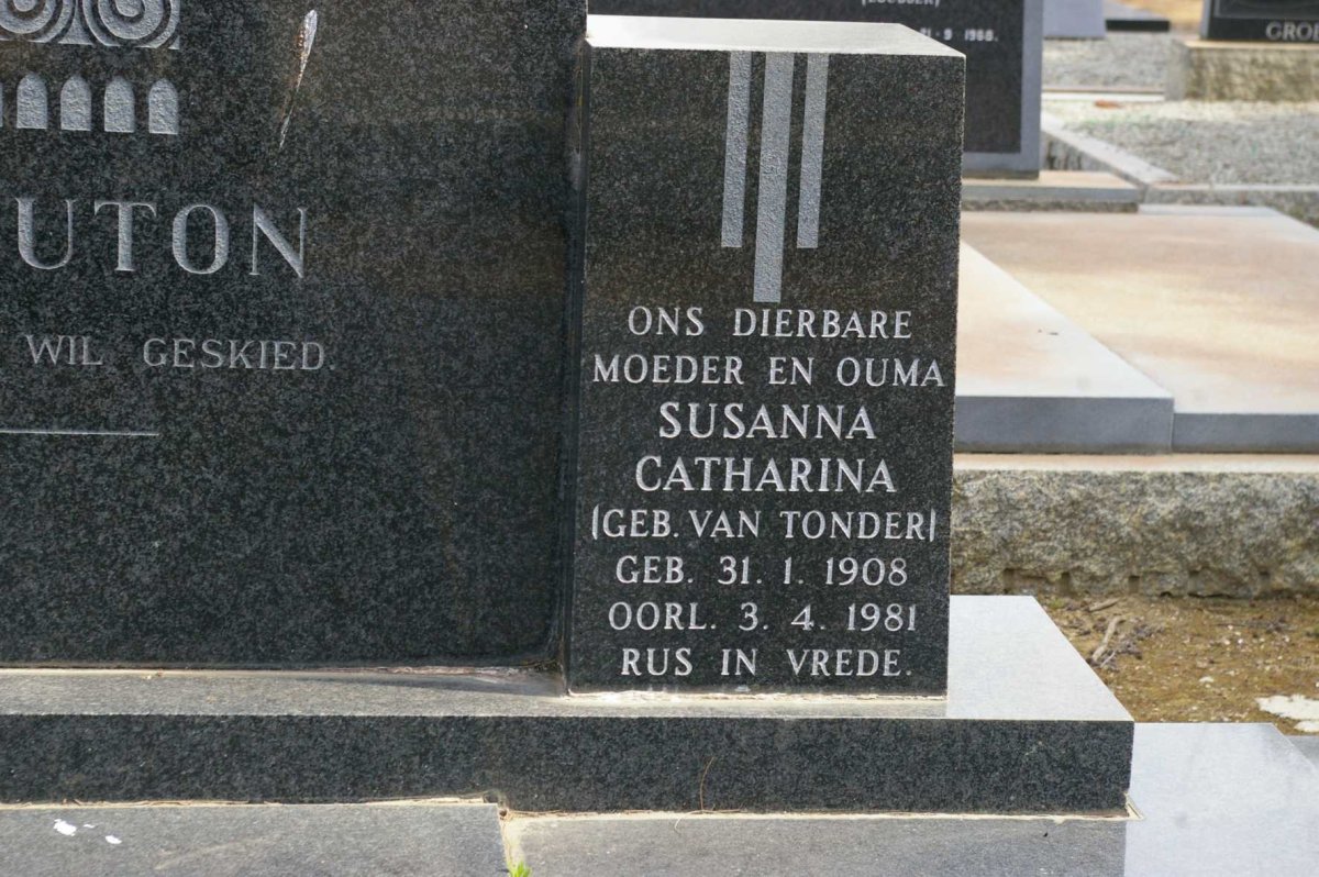 MOUTON Susanna Catharina nee VAN TONDER 1908-1981