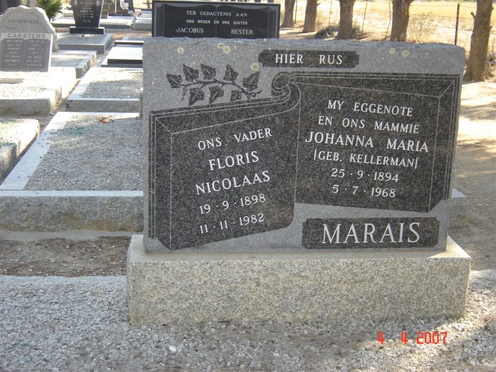 MARAIS Floris Nicolaas 1898-1982 &amp; Johanna Maria KELLERMAN 1894-1968
