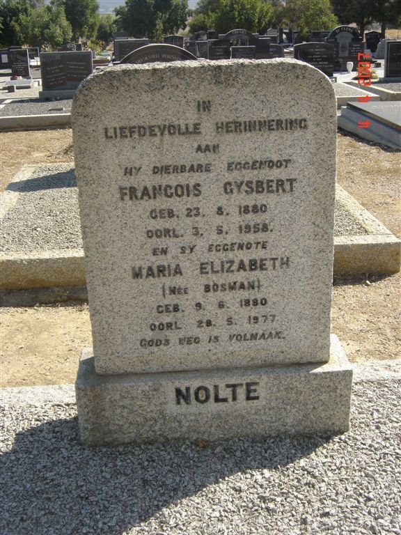 NOLTE Francois Gysbert 1880-1958 &amp; Maria Elizabeth BOSMAN 1880-1977