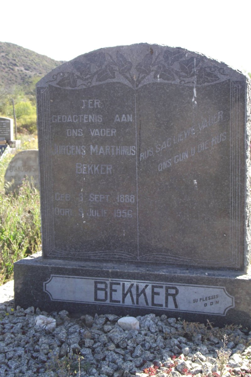 BEKKER Jurgens Marthinus 1888-1956
