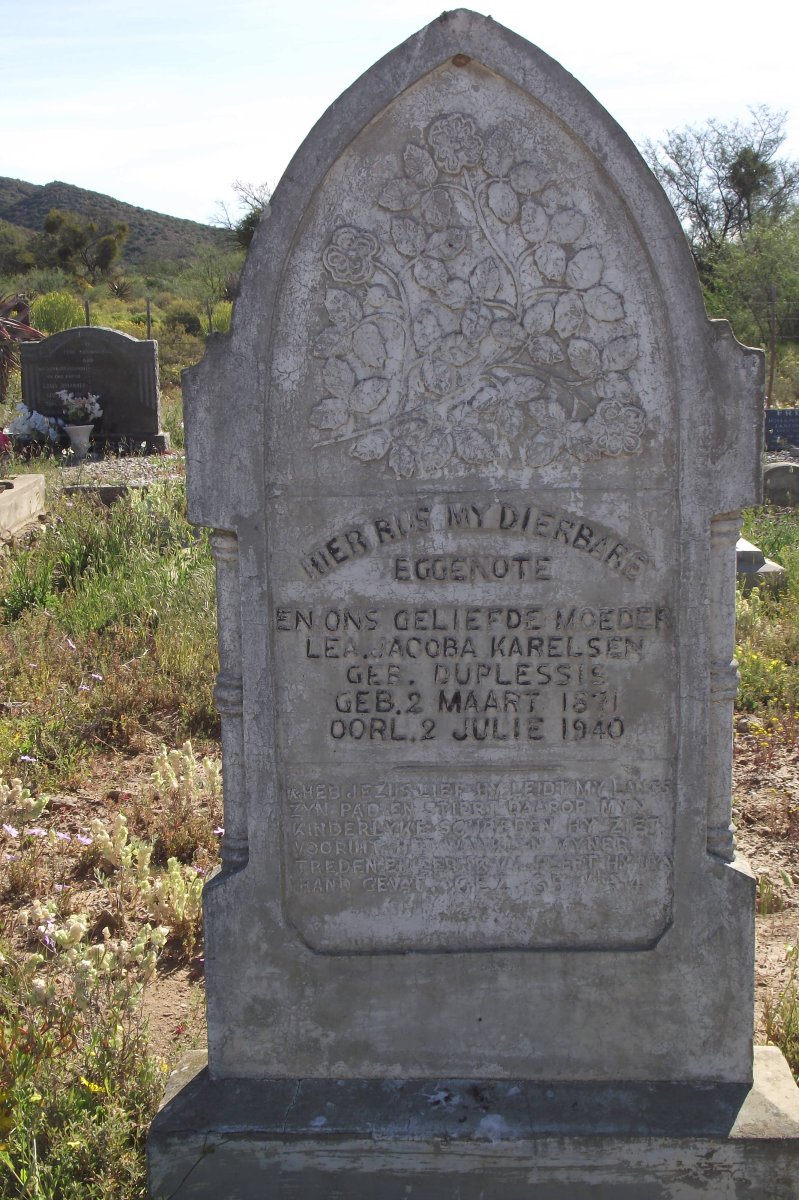 KARELSEN Lea Jacoba nee DU PLESSIS 1871-1940