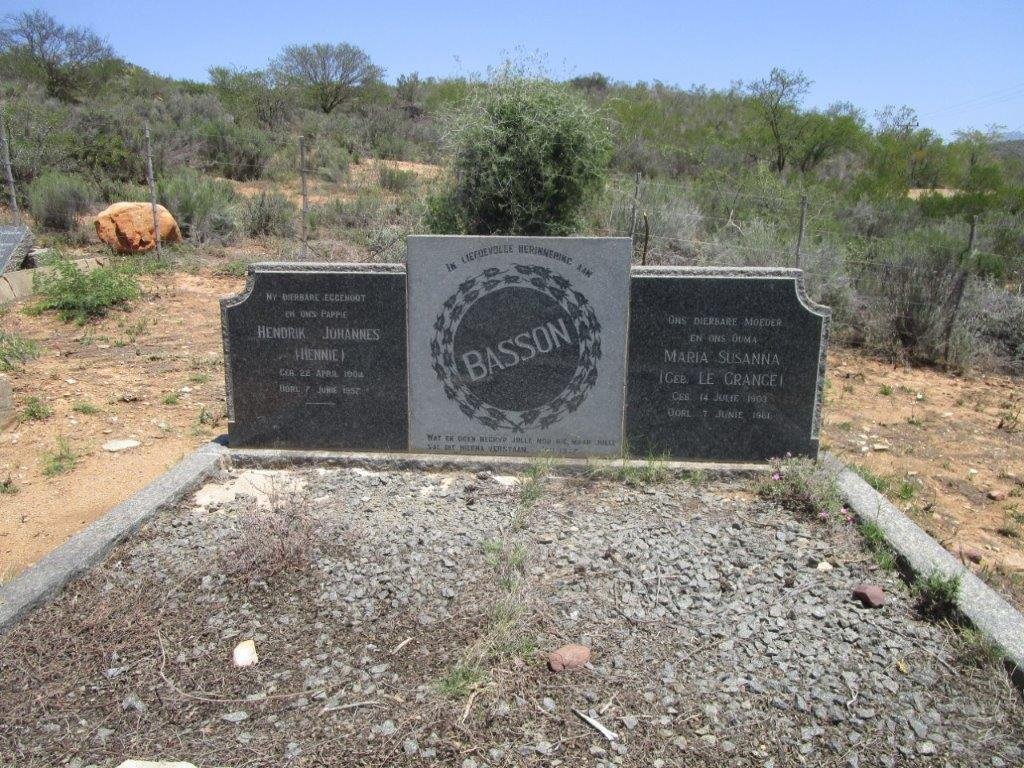 BASSON Hendrik Johannes 1904-195? &amp; Maria Susanna LE GRANGE 1903-19??