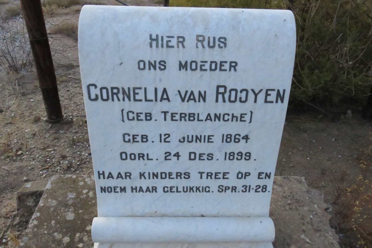 ROOYEN Cornelia, van nee TERBLANCHE 1864-1899