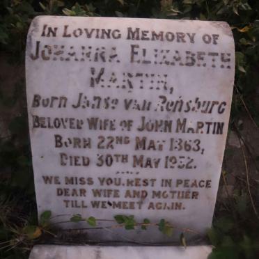 MARTIN Johanna Elizabeth nee JANSE VAN RENSBURG 1863-1932