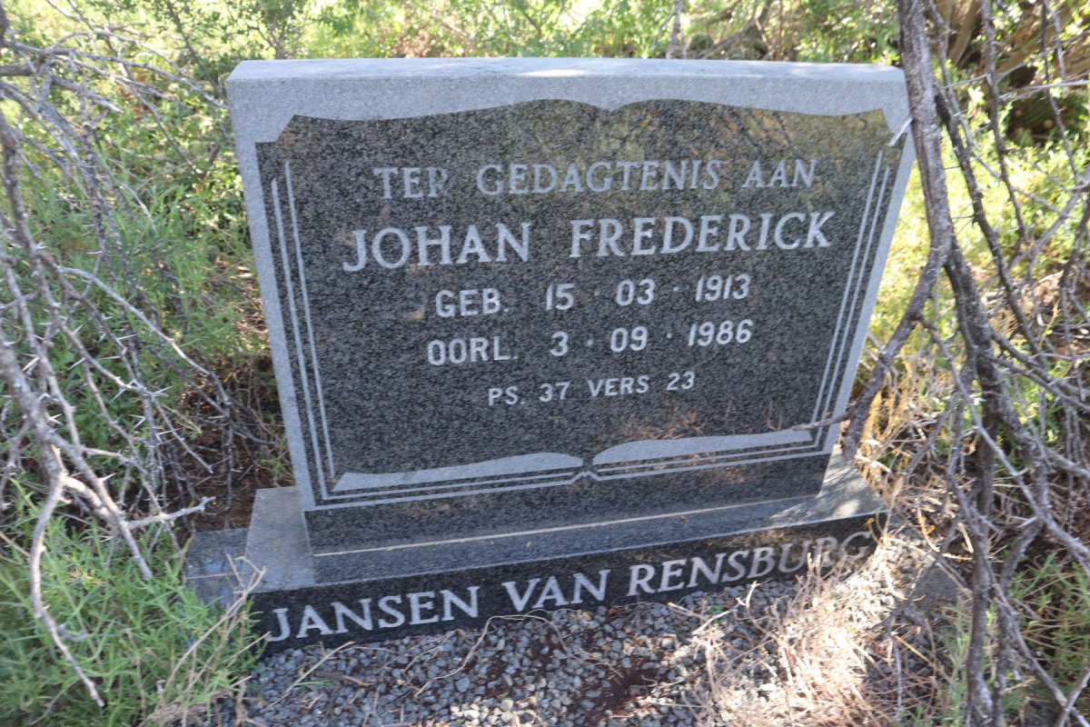 RENSBURG Johan Frederick, Jansen van 1913-1986