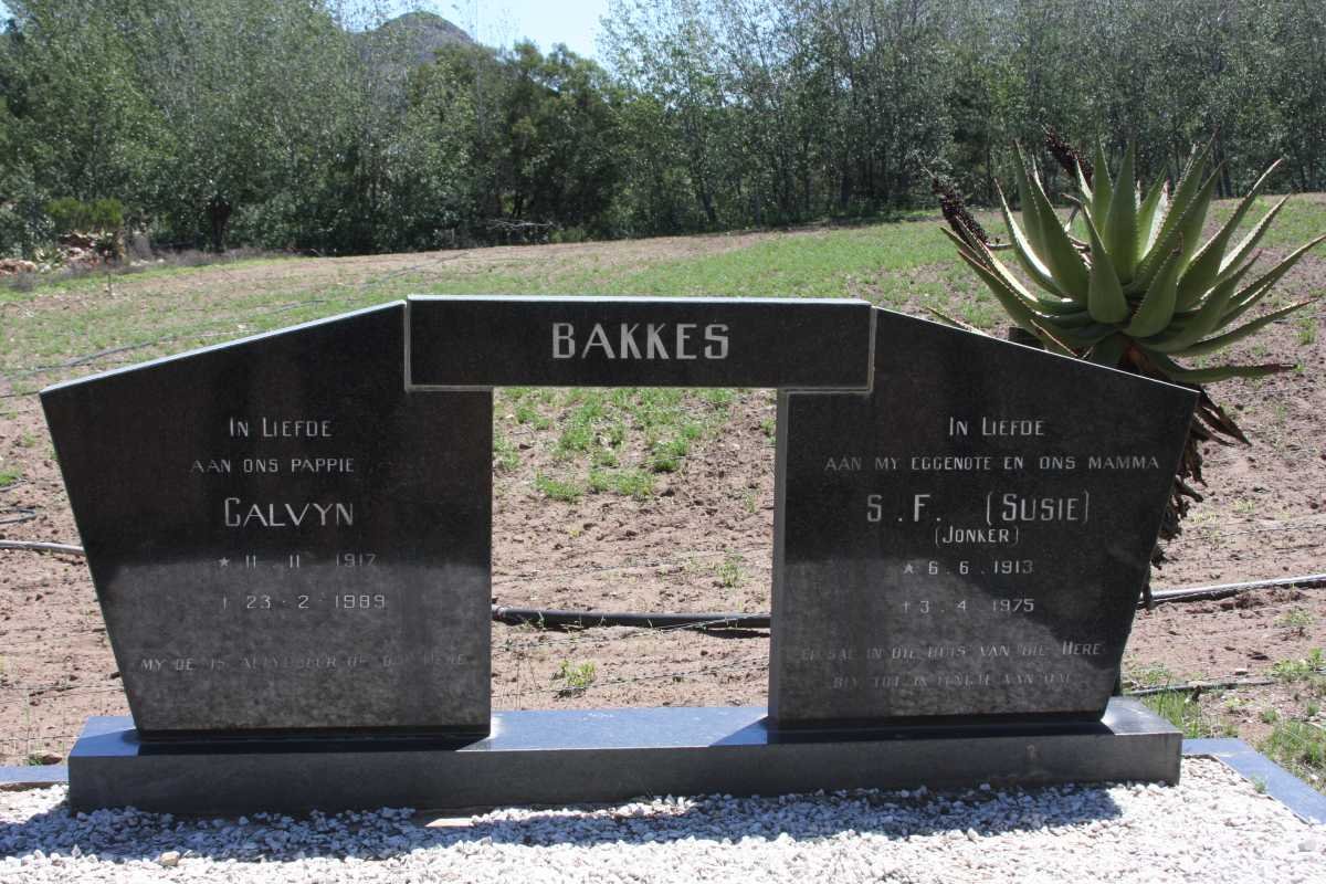 BAKKES Calvyn 1917-1989 &amp; S.F. JONKER 1913-1975
