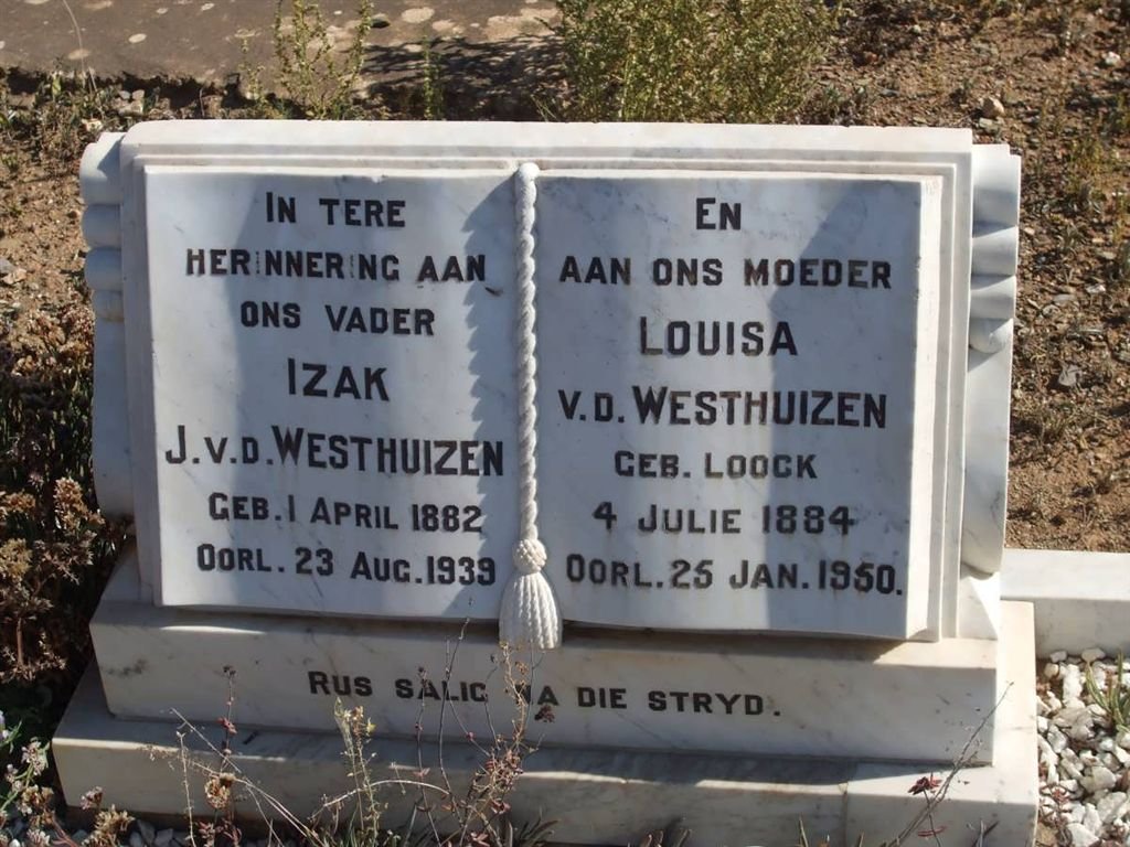 WESTHUIZEN Izak J., v.d. 1882-1939 &amp; Louisa LOOCK 1884-1950