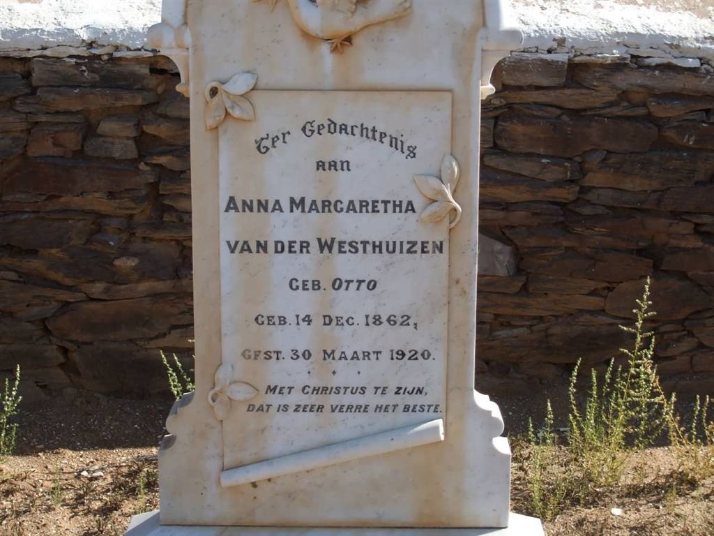 WESTHUIZEN Anna Margaretha, van der nee OTTO 1862-1920