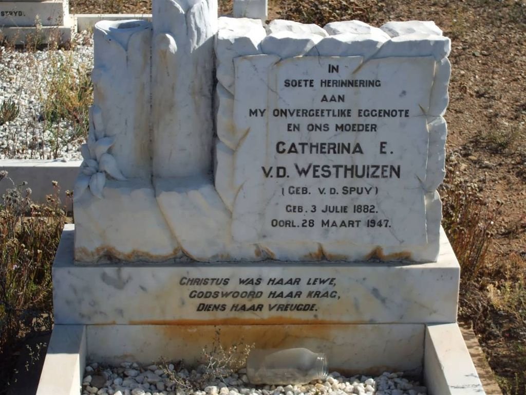 WESTHUIZEN Catherina E., v.d. nee V.D. SPUY 1882-1947