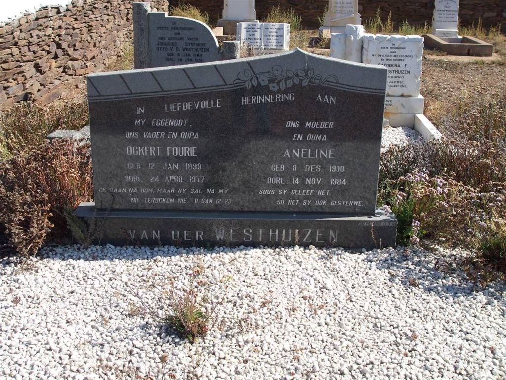 WESTHUIZEN Ockert Fourie, van der 1899-1977 &amp; Aneline 1900-1984