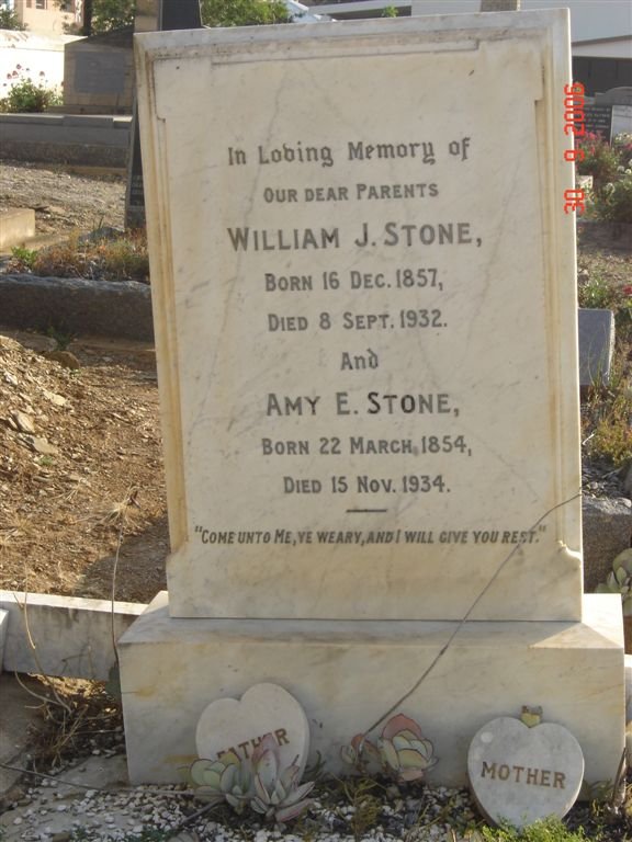 STONE William J. 1857-1932 &amp; Amy E. 1854-1934