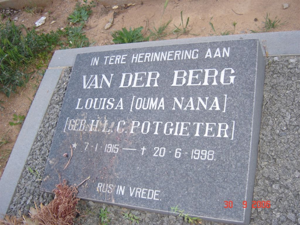 BERG H.L.C., van der nee POTGIETER 1915-1998
