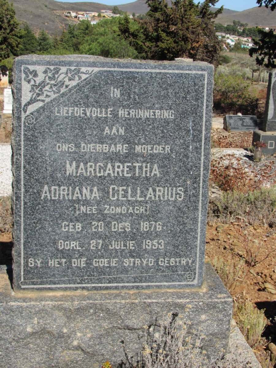 CELLARIUS Margaretha Adriana nee ZONDAGH 1876-1953