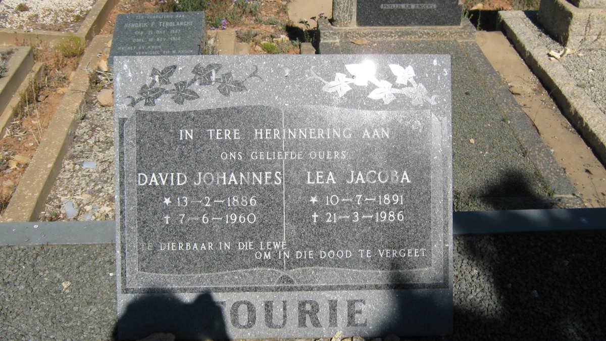 FOURIE David Johannes 1886-1960 &amp; Lea Jacoba 1891-1986