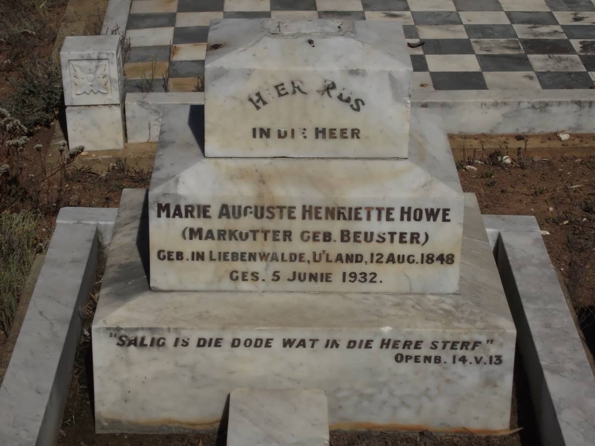 HOWE Marie Auguste Henriette formerly MARKOTTER born BEUSTER 1848-1932