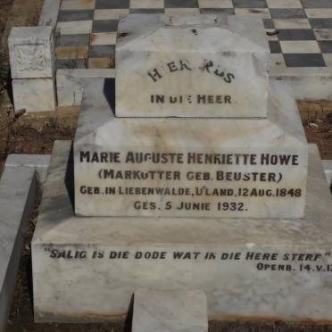 HOWE Marie Auguste Henriette formerly MARKOTTER born BEUSTER 1848-1932