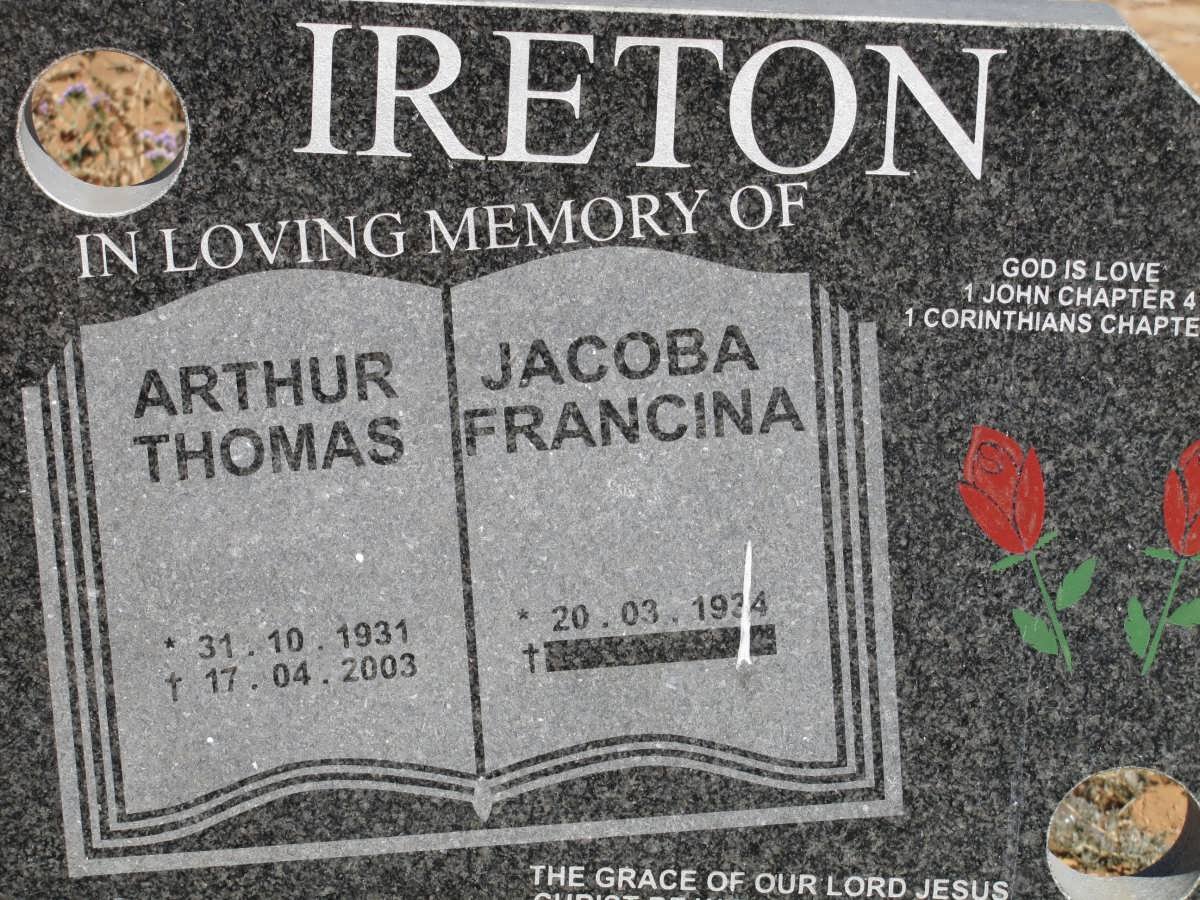 IRETON Arthur Thomas 1931-2003 &amp; Jacoba Francina 1934-