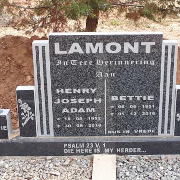 LAMONT Henry Joseph Adam 1952-2018 &amp; Bettie 1951-2016