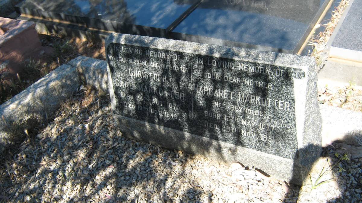 MARKOTTER Christoph Carl 1875-1948 &amp; Margaret REYNOLDS 1877-1951