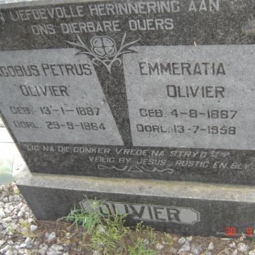 OLIVIER Jacobus Petrus 1887-1964 &amp; Emmeratia 1887-1958