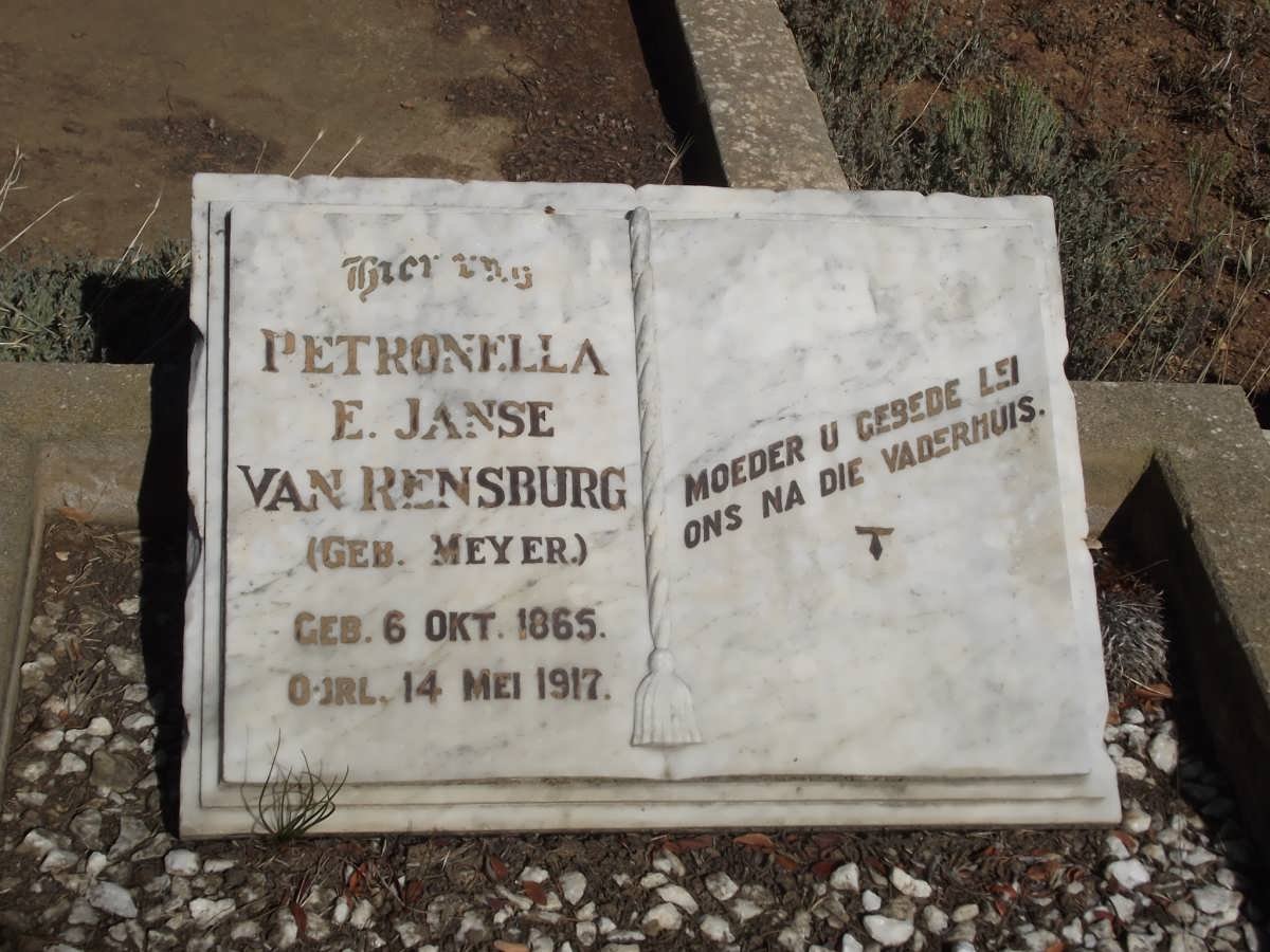 RENSBURG Petronella E. Janse van nee MEYER 1865-1917