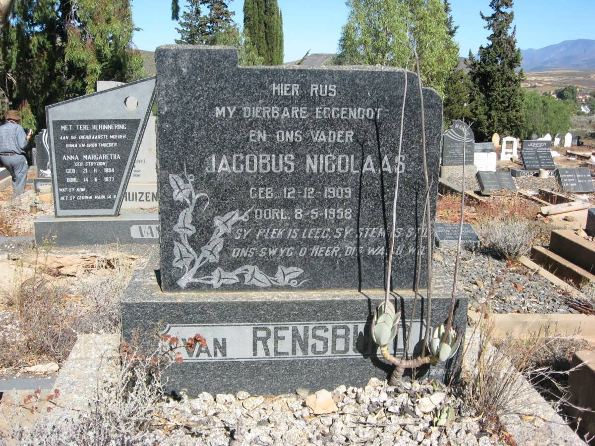 RENSBURG Jacobus Nicolaas, van 1909-1958