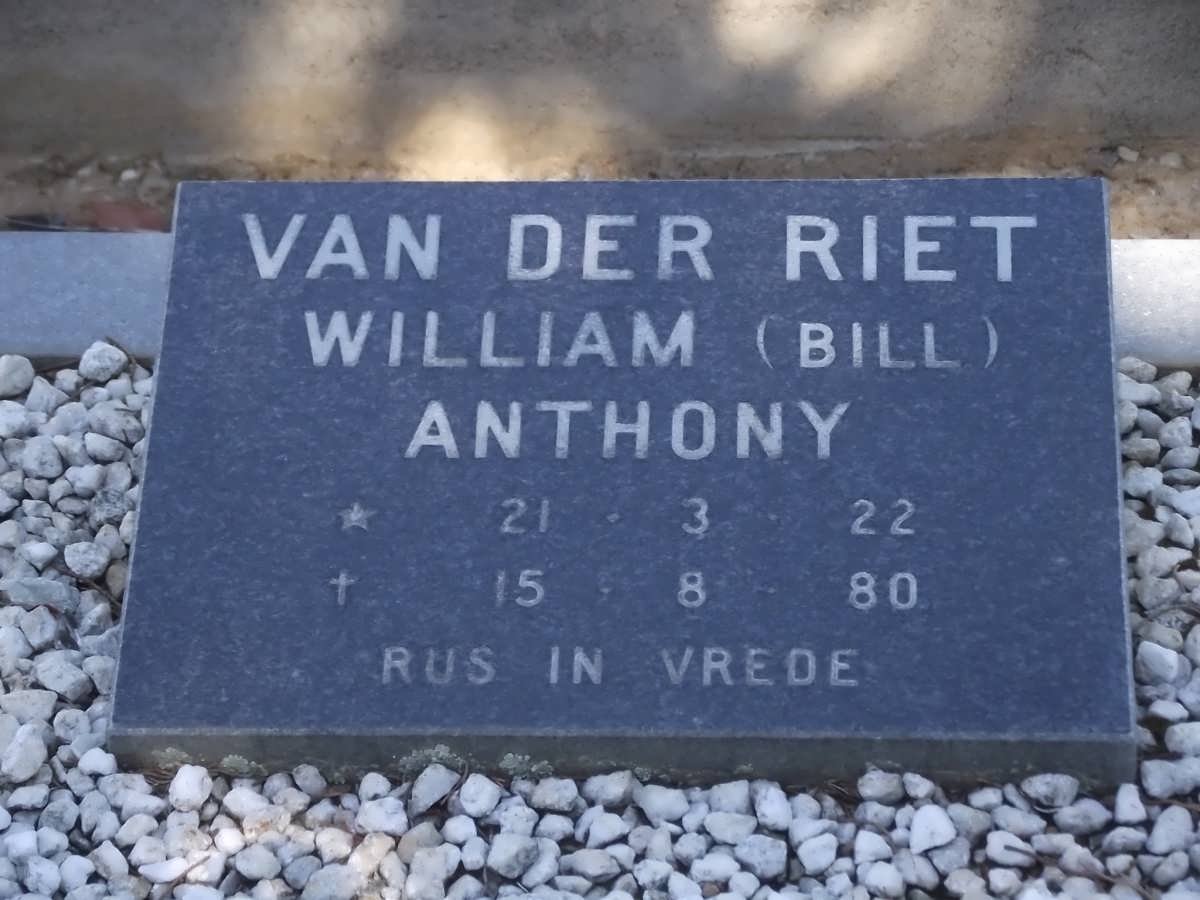 RIET William Anthony, van der 1922-1980