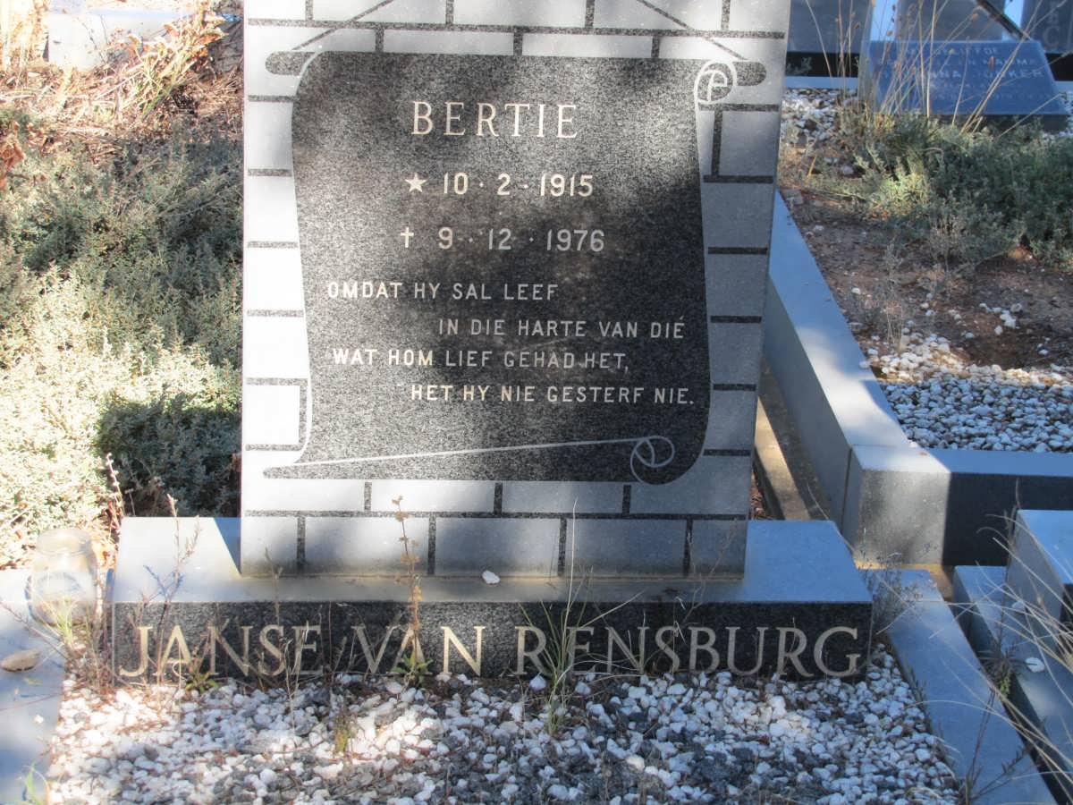 RENSBURG Bertie, Janse van 1915-1976