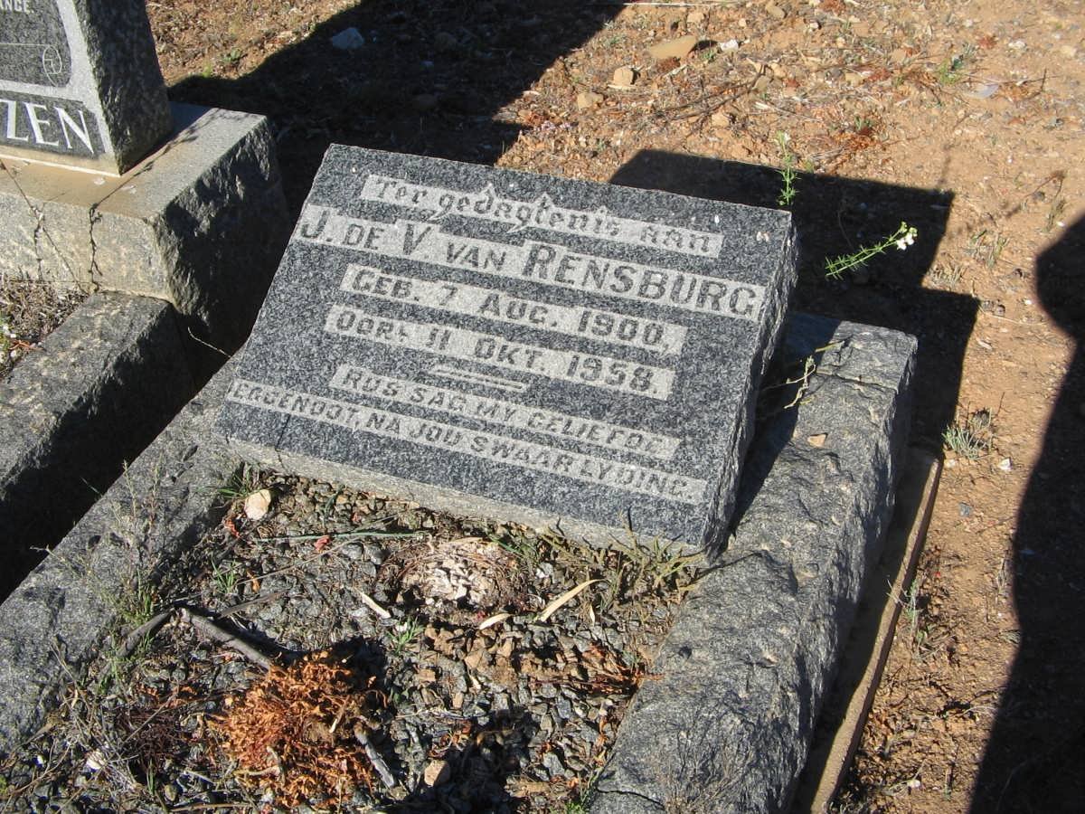 RENSBURG J. de V., van 1900-1958