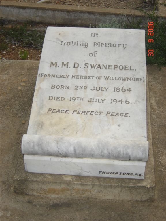 SWANEPOEL M.M.D. nee HERBST 1864-1946