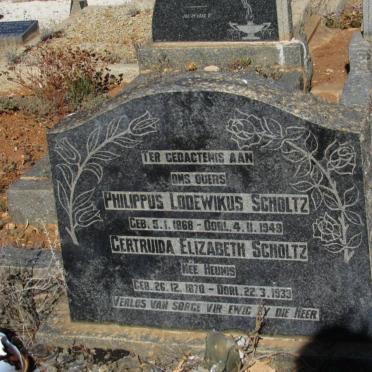 SCHOLTZ Philippus Lodewikus 1868-1949 &amp; Gertruida Elizabeth HEUNIS 1870-1933