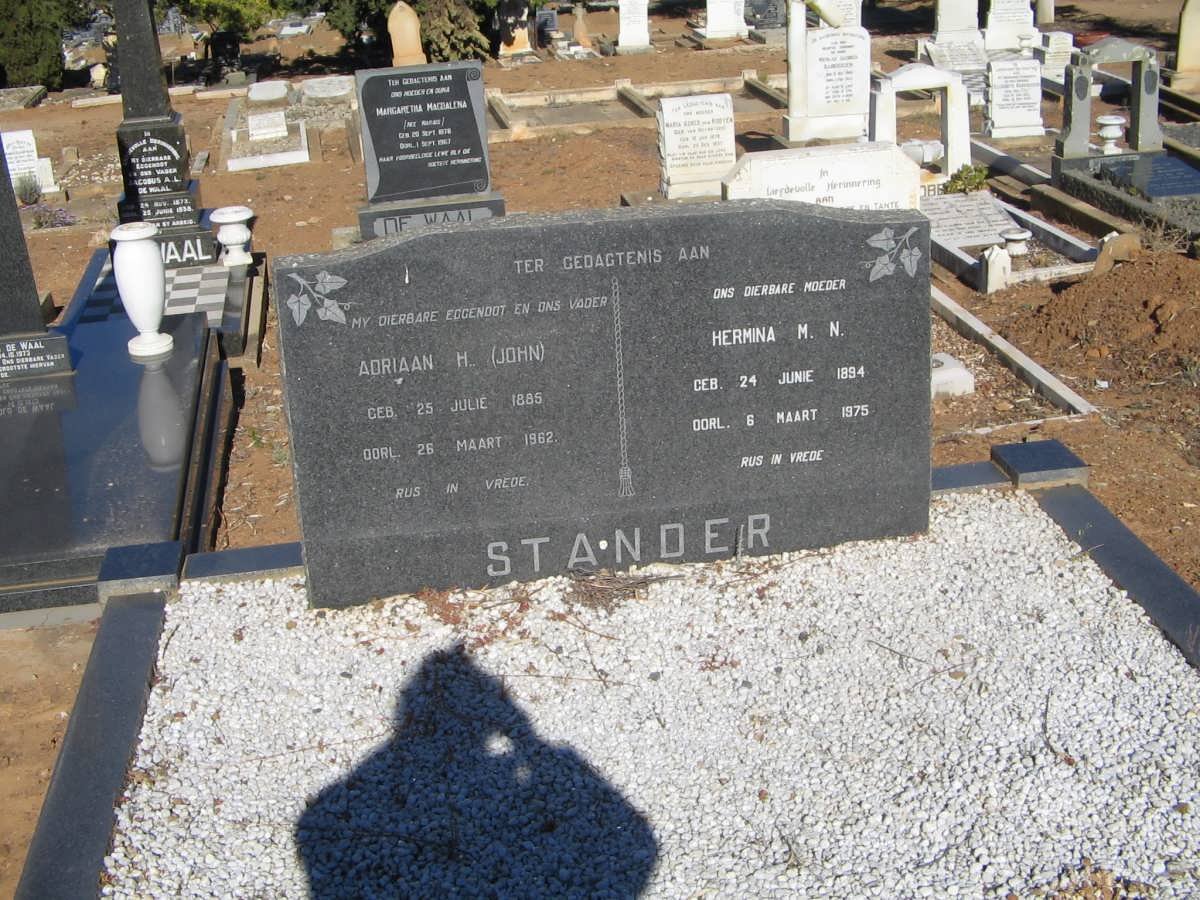 STANDER Adriaan H. 1885-1962 &amp; Hermina M.M. 1894-1975