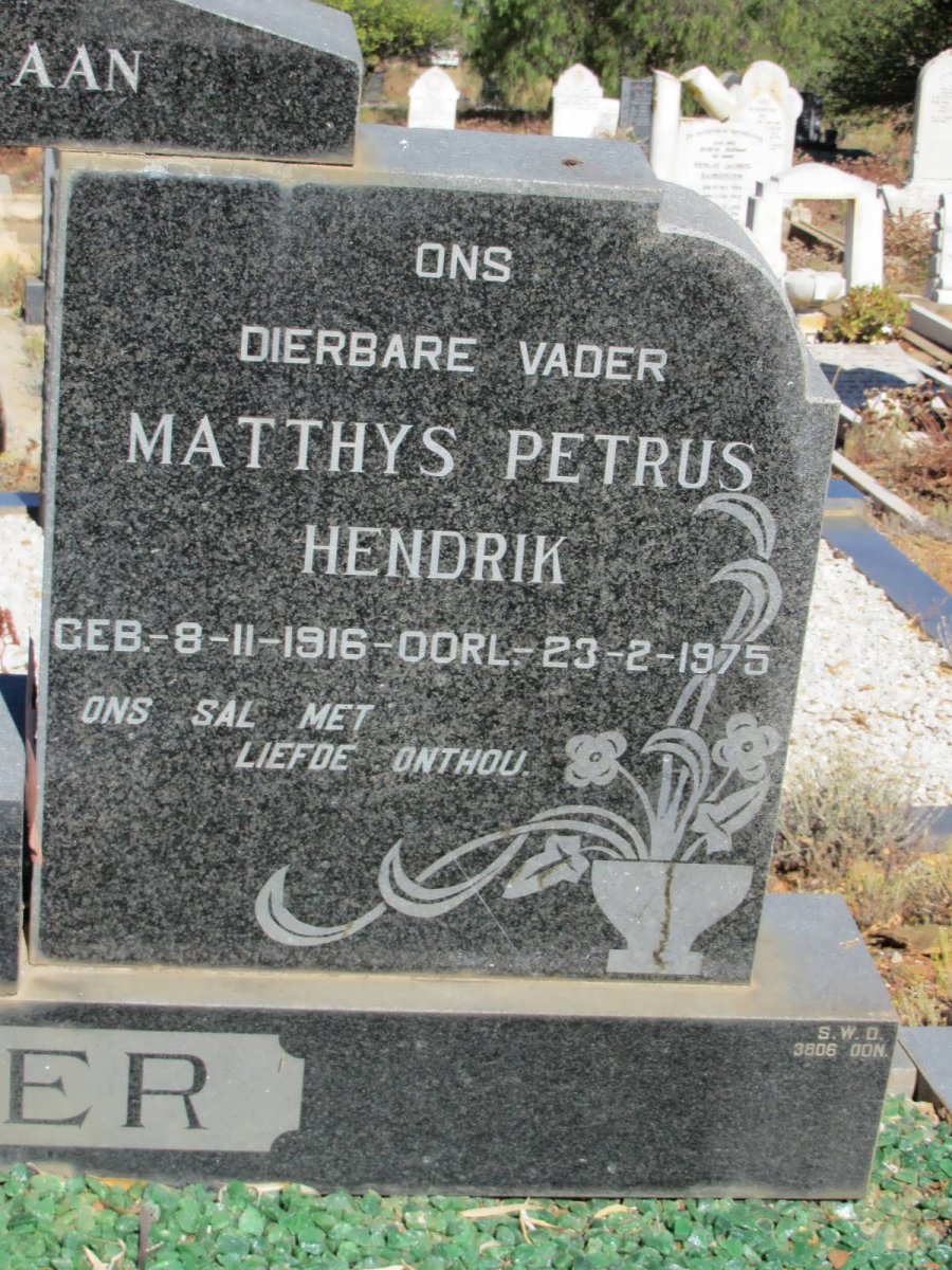 STANDER Matthys Petrus Hendrik 1916-1975 &amp; Sarah Maria 1922-1963 :: STANDER Benjamin Anton 1954-1966