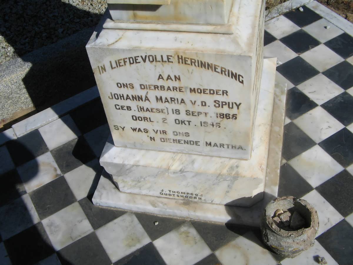 SPUY Marthinus Steyn, v.d. 1860-1912 &amp; Johanna Maria HAESE 1865-1946