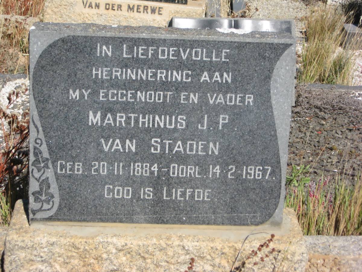 STADEN Marthinus J.P., van 1884-1967