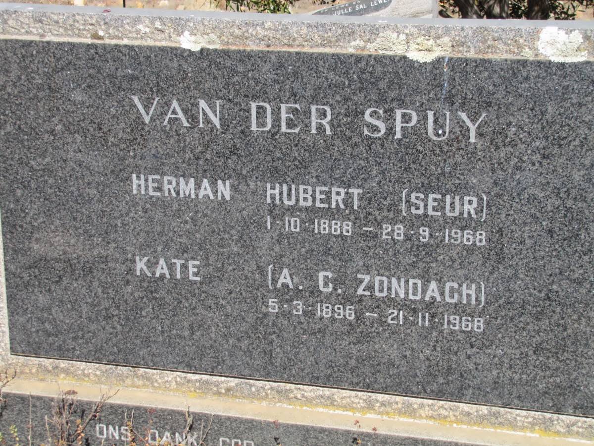 SPUY Herman Hubert, van der 1888-1968 &amp; Kate A.C.  ZONDAGH 1896-1968