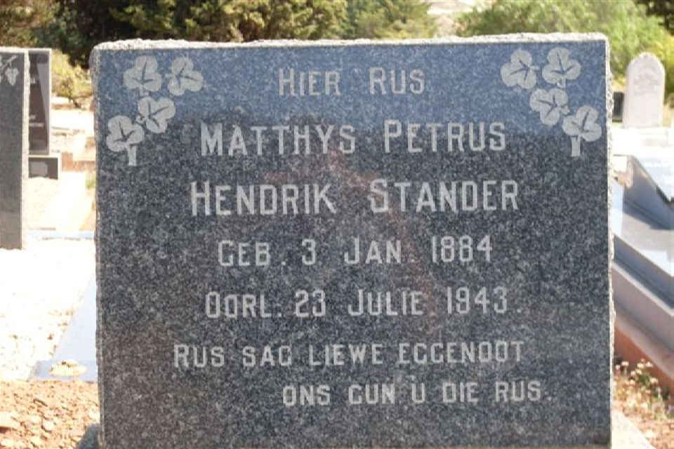STANDER Matthys Petrus Hendrik 1884-1943