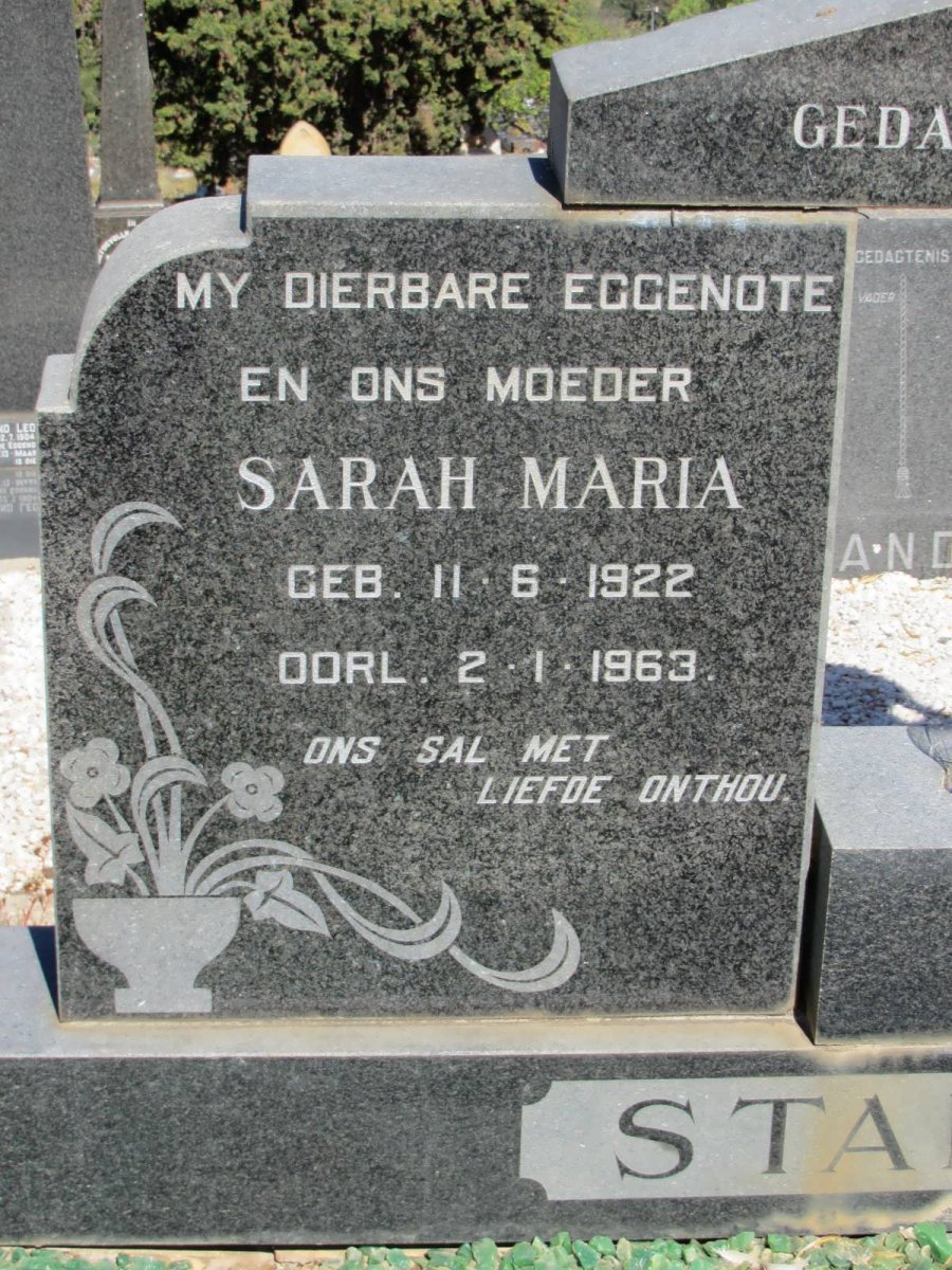 STANDER Sarah Maria 1922-1963